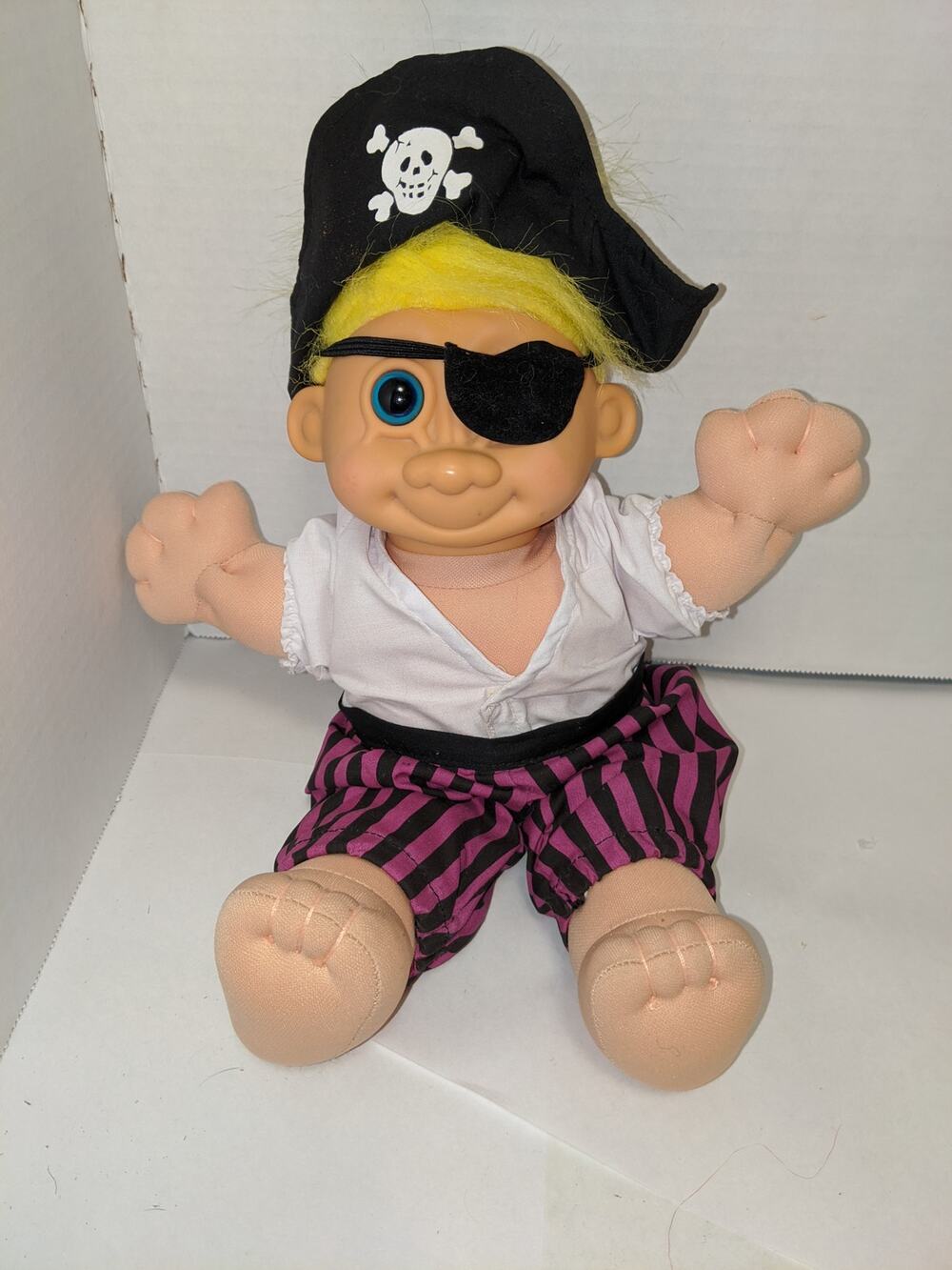 Vintage 11" Russ Berrie Troll Kid Doll Pirate Costume